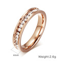 Casamento Pave Cristal Aço Inoxidável 18K Rose Gold Eternity Band Anéis